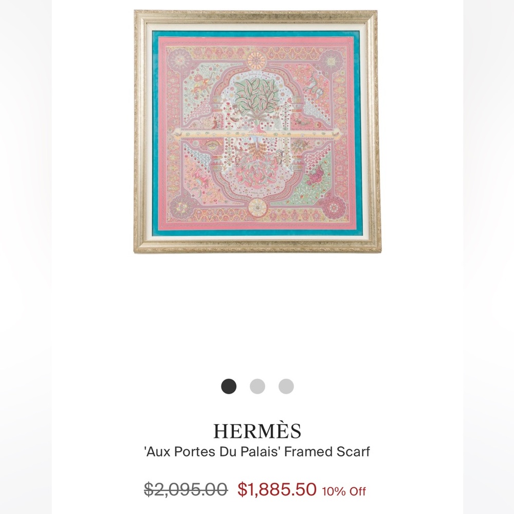 BRAND NEW VINTAGE FRAMED HERMÉS SCARF         (artist) 'Aux Portes Du Palais'
